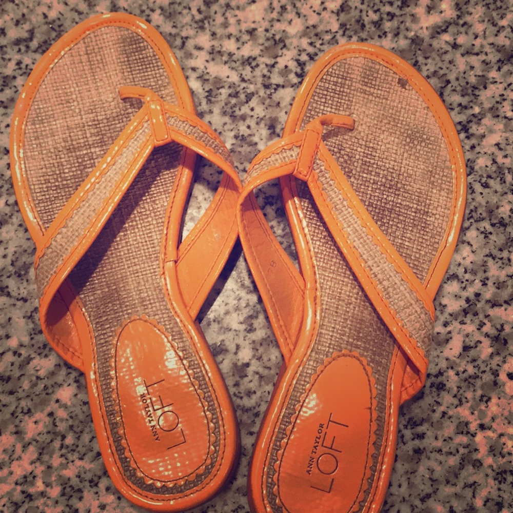 Orange Woven Ann Taylor Loft Flip Flops